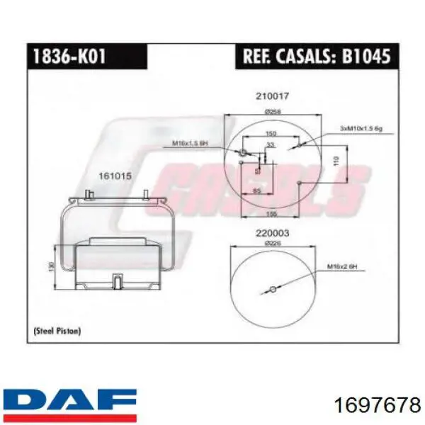 1697678 DAF Пневморессора задняя