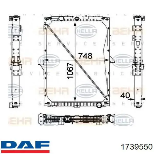 Радиатор охлаждения двигателя DAF 1739550 цена, от 361.44 USD