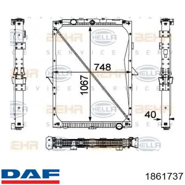 Радиатор 1861737 DAF