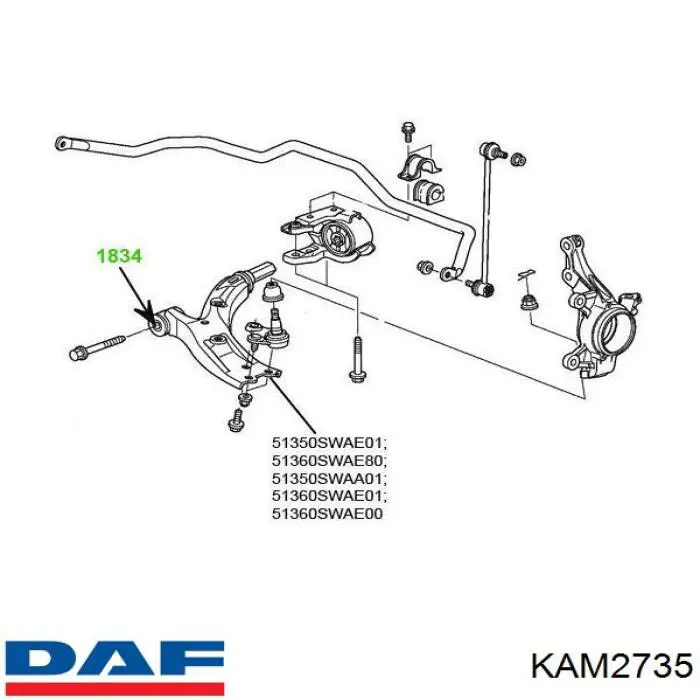 KAM2735 DAF Сайлентблок/втулка рессоры передней