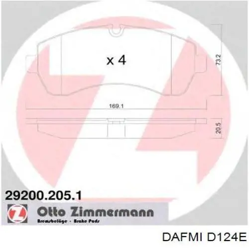 D124E Dafmi колодки тормозные передние дисковые