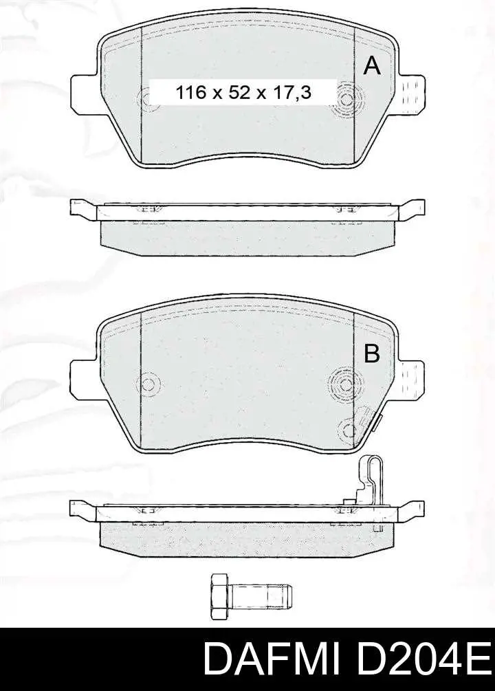 Передние тормозные колодки D204E Dafmi