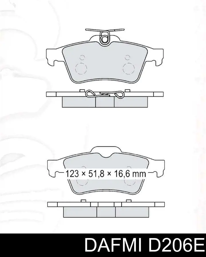 Задние тормозные колодки D206E Dafmi