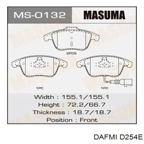 Купить D254E Dafmi Колодки тормозные