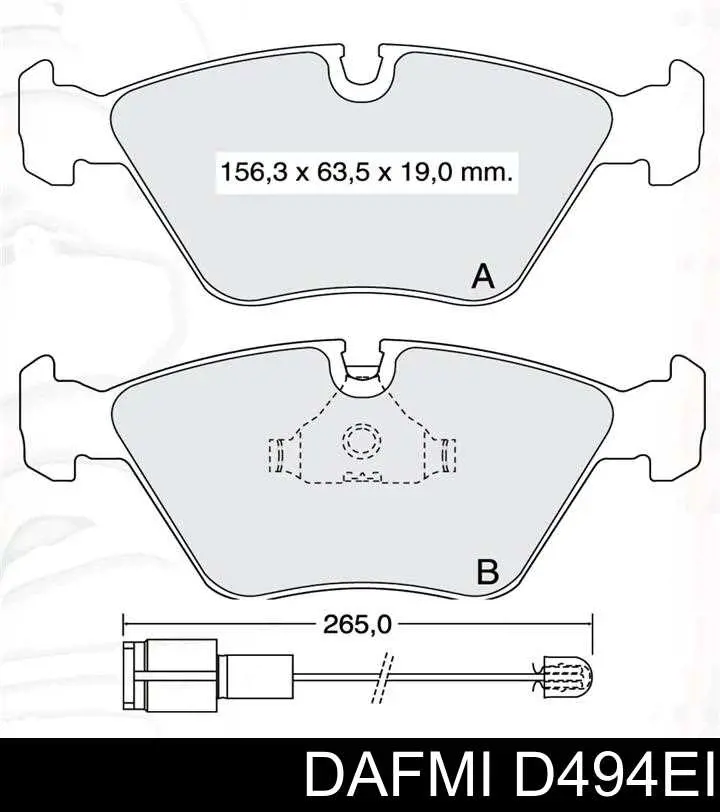 Передние тормозные колодки D494EI Dafmi