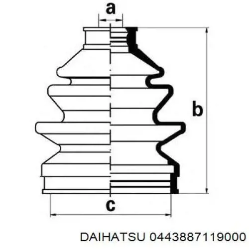 0443887119000 Daihatsu Пыльник шарнира привода