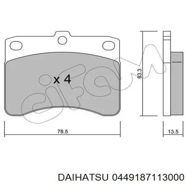 Передние тормозные колодки 0449187113000 Daihatsu