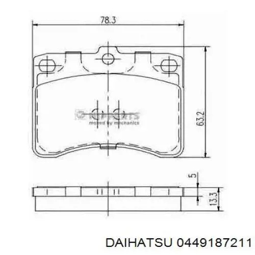 Передние тормозные колодки 0449187211 Daihatsu