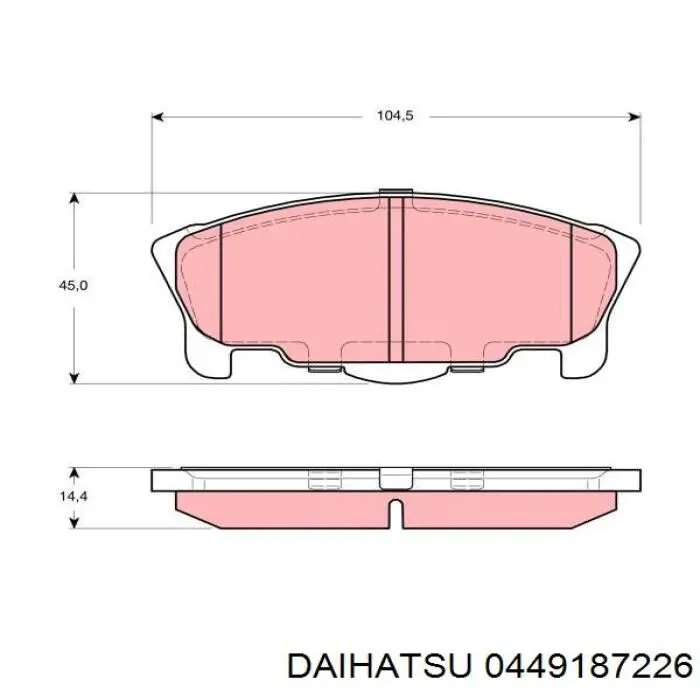 Передние тормозные колодки 0449187226 Daihatsu