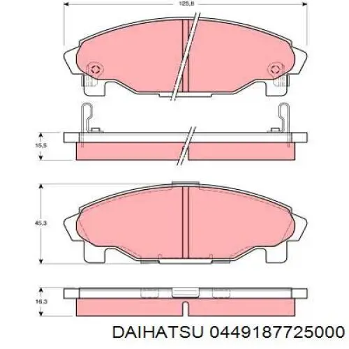 Передние тормозные колодки 0449187725000 Daihatsu