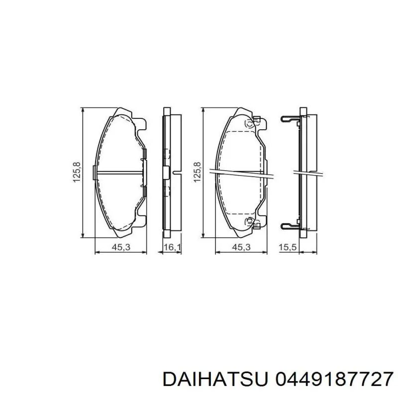 Передние тормозные колодки 0449187727 Daihatsu