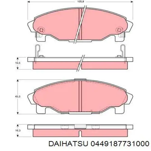 Передние тормозные колодки 0449187731000 Daihatsu