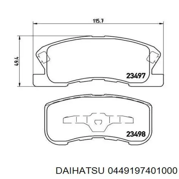 0449197401000 Daihatsu колодки тормозные передние дисковые