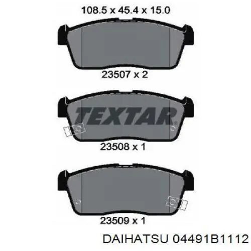 Передние тормозные колодки 04491B1112 Daihatsu