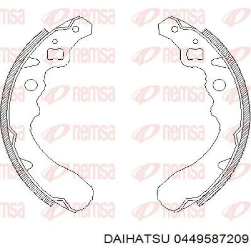 Задние барабанные колодки 0449587209 Daihatsu