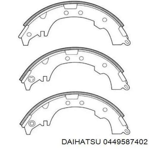 Задние барабанные колодки 0449587402 Daihatsu