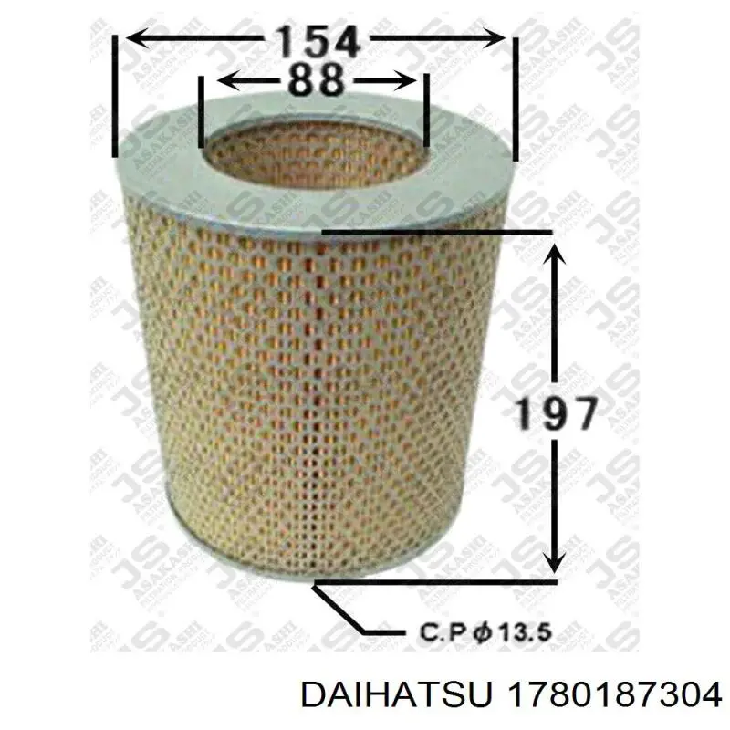 Воздушный фильтр 1780187304 Daihatsu