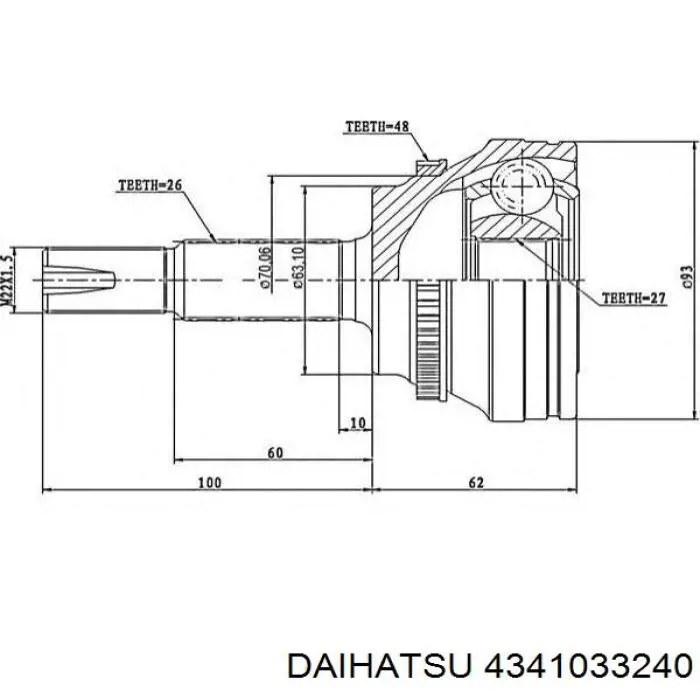 Правая полуось 4341033240 Daihatsu