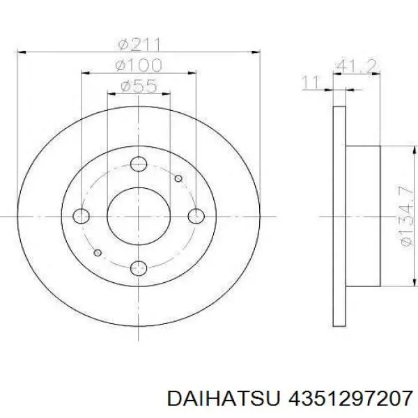 4351297207 Daihatsu Диск тормозной передний