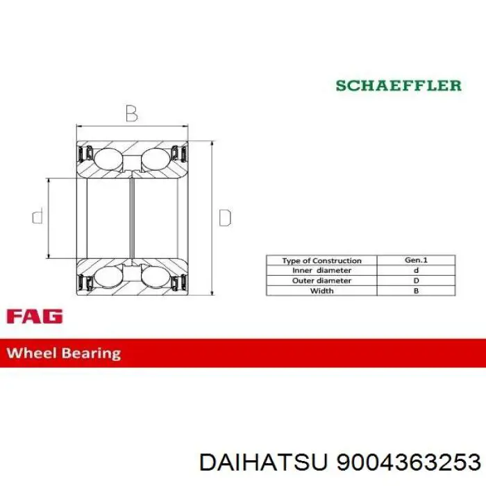 Подшипник ступицы 9004363253 Daihatsu