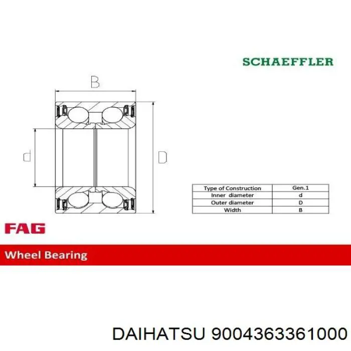 Подшипник ступицы 9004363361000 Daihatsu