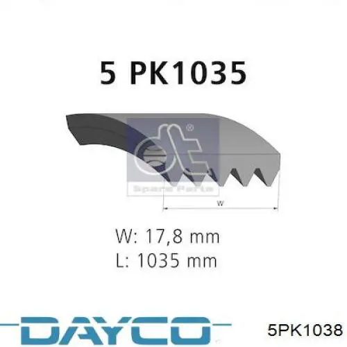 Купить 5PK1038 Dayco Ремень генератора