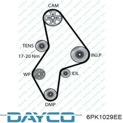 Ремень кондиционера Dayco 6PK1029EE