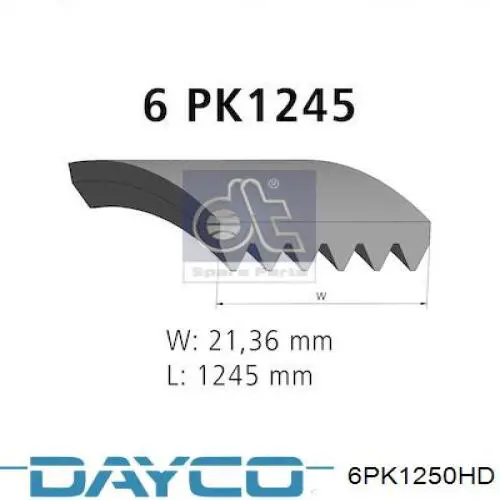 6PK1250HD Dayco ремень генератора