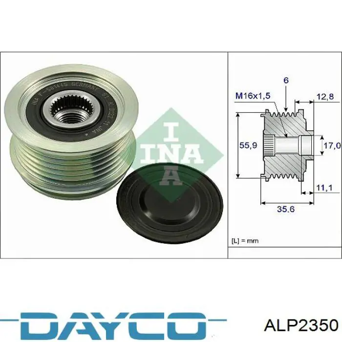 ALP2350 Dayco шкив генератора