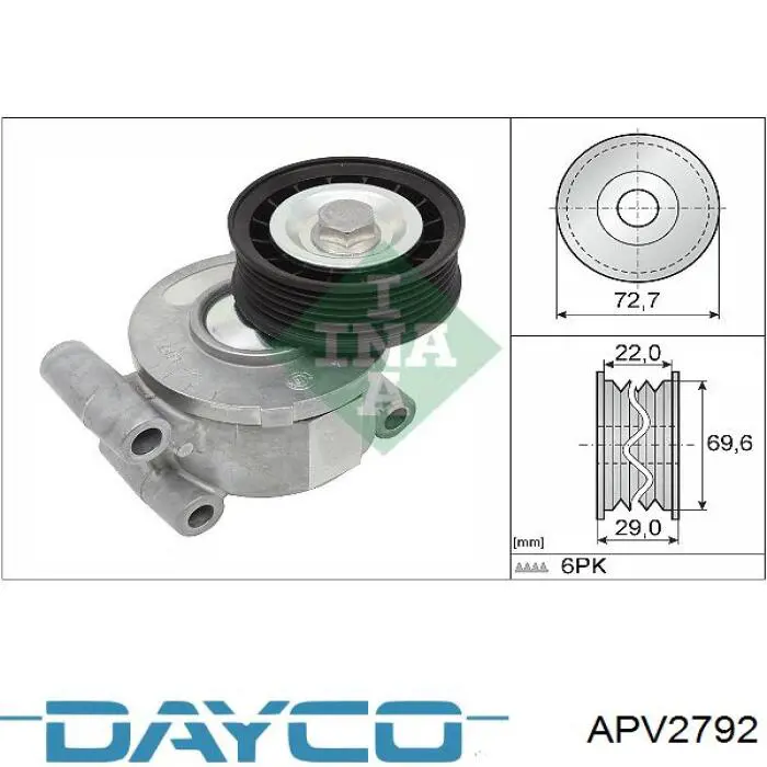 Роликовий модуль натяжителя ремня Dayco APV2792 цена, от 55.19 USD