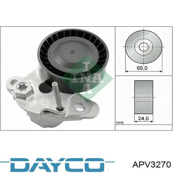 Tensor de correa, correa poli V APV3270 Dayco