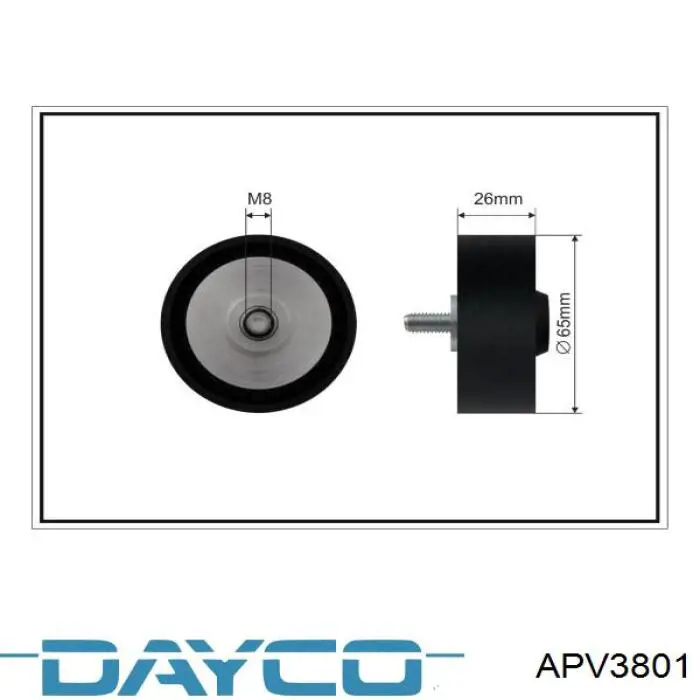 Polea inversión / guía, correa poli V APV3801 Dayco