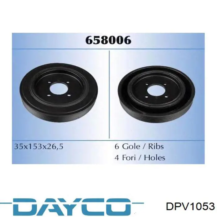 Купить DPV1053 Dayco Шкив-демпфер коленвала