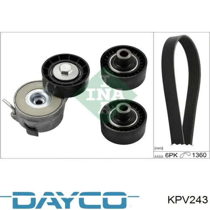 Ремень агрегатов приводной, комплект Dayco KPV243 цена, от 64.15 USD