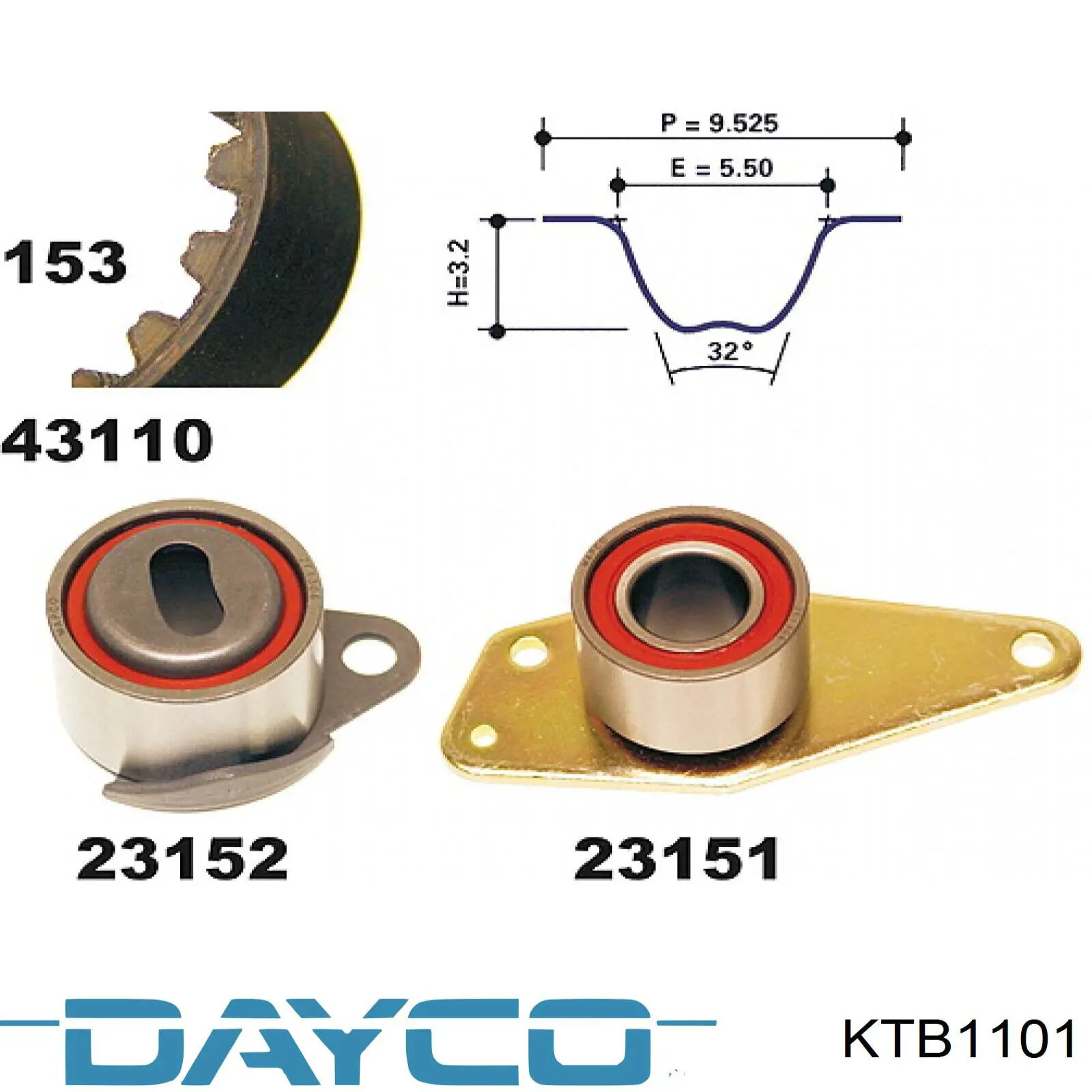ГРМ ремни, комплект Dayco KTB1101 цена, от 60.89 USD
