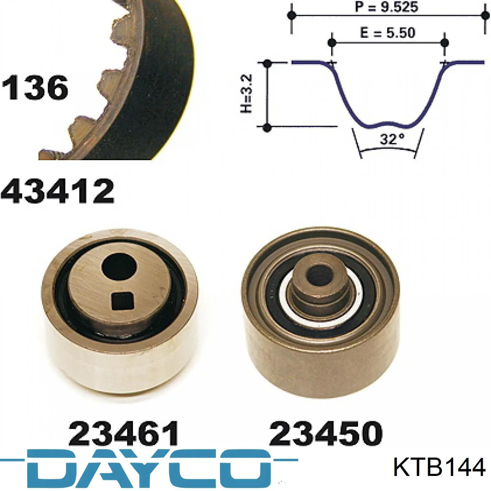 ГРМ ремни, комплект Dayco KTB144 цена, от 78.87 USD