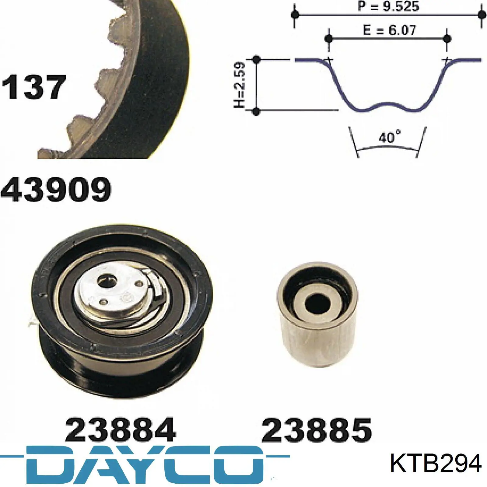 Комплект ГРМ KTB294 Dayco