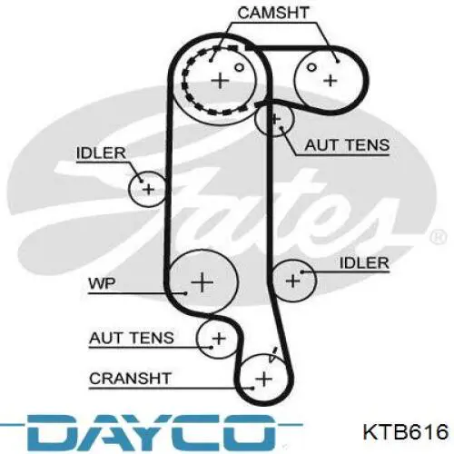 ГРМ ремни, комплект Dayco KTB616 цена, от 37.21 USD