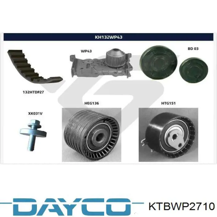 ГРМ ремни, комплект Dayco KTBWP2710 цена, от 116.27 USD