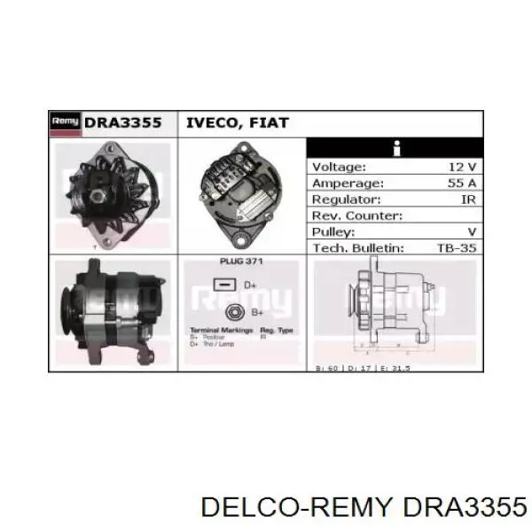 DRA3355 Delco Remy генератор