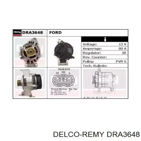 Генератор DRA3648 Delco Remy