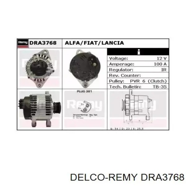 DRA3768 Delco Remy генератор