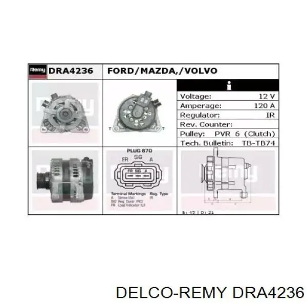 DRA4236 Delco Remy генератор