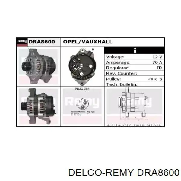 DRA8600 Delco Remy генератор
