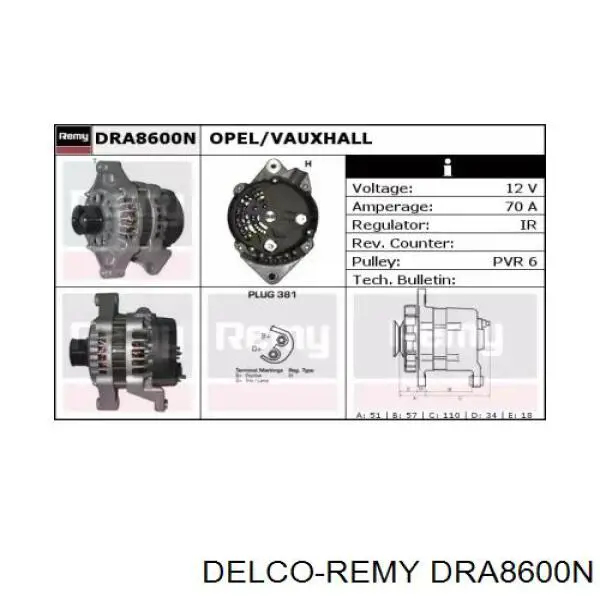 DRA8600N Delco Remy генератор