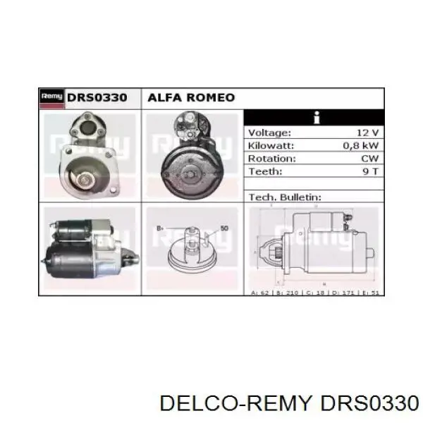 DRS0330 Delco Remy стартер