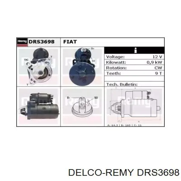 DRS3698 Delco Remy стартер