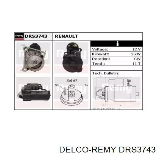 DRS3743 Delco Remy стартер