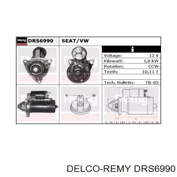 Стартер DRS6990 Delco Remy