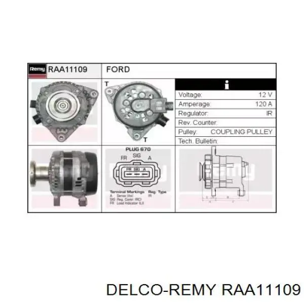 RAA11109 Delco Remy генератор